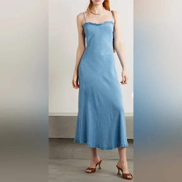 blue dress pink flowers Eloisa Maxi Dress - Blue Floral main image 0